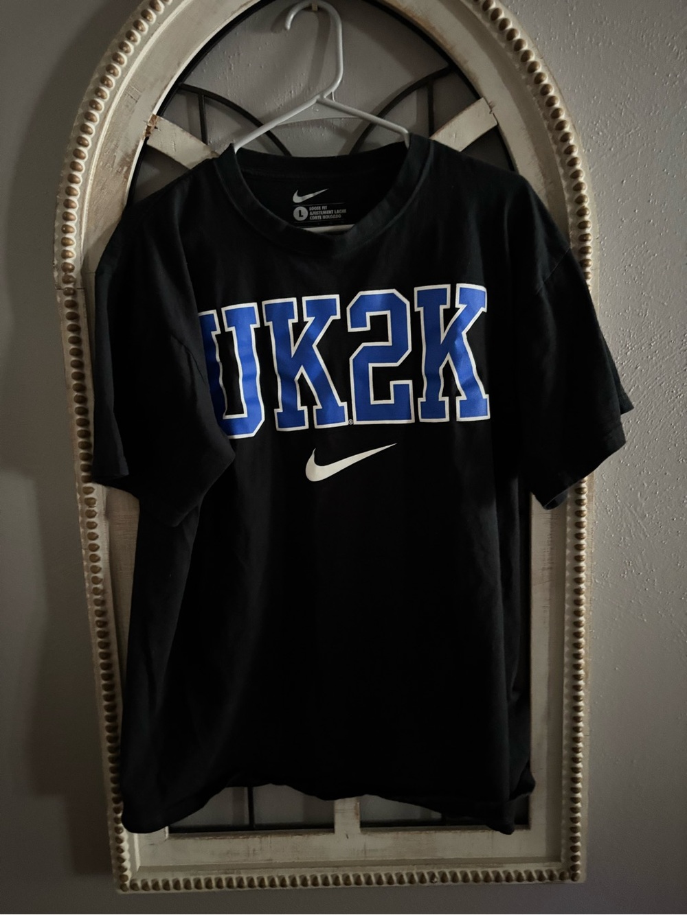 Nike Black Tee with Blue UK2K Block Lettering Vintage